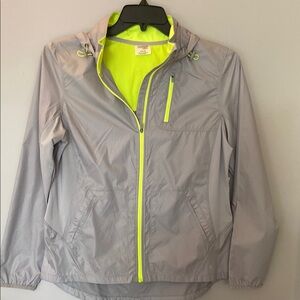 Danskin Now Gray and Yellow Utility Jacket with Water Resistance